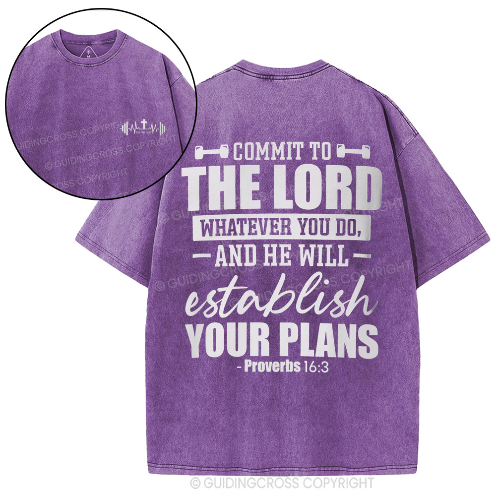 Commit To The Lord Whatever You Do Christian Washed T-Shirt