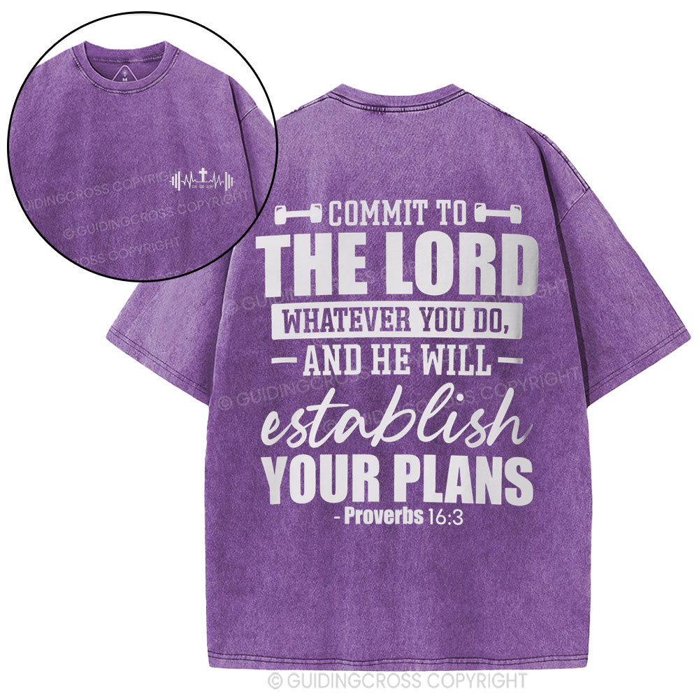 Commit To The Lord Whatever You Do Christian Washed T-Shirt