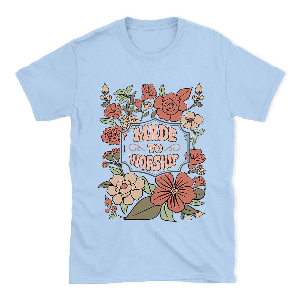Made To Worship Retro Floral Christian T-Shirt