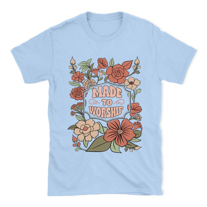 Made To Worship Retro Floral Christian T-Shirt