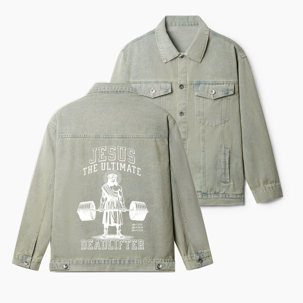 Jesus The Ultimate Deadlifte Christian Denim Jacket