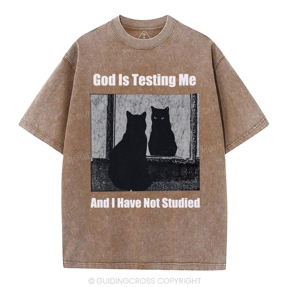 God Is Testing Me And I Have Not Studied Christian Washed T-Shirt