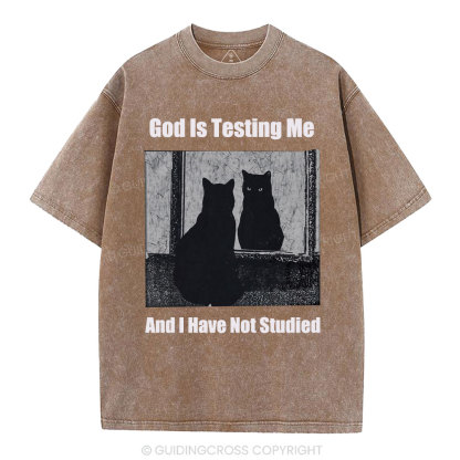God Is Testing Me And I Have Not Studied Christian Washed T-Shirt