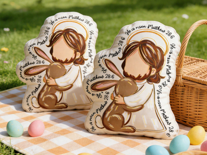 He Is Risen Irregular Short Plush Pillow