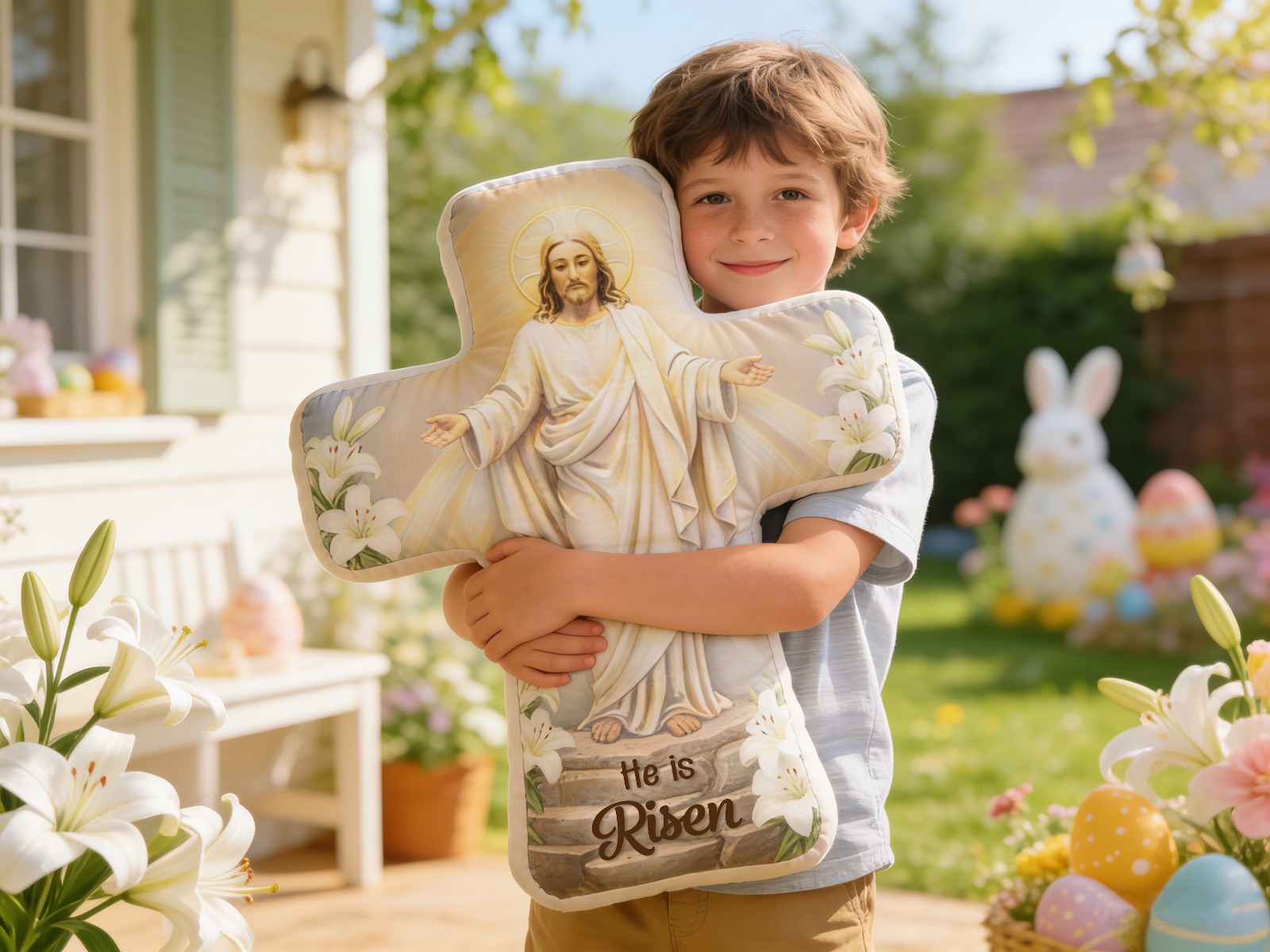 He Is Risen Irregular Short Plush Pillow