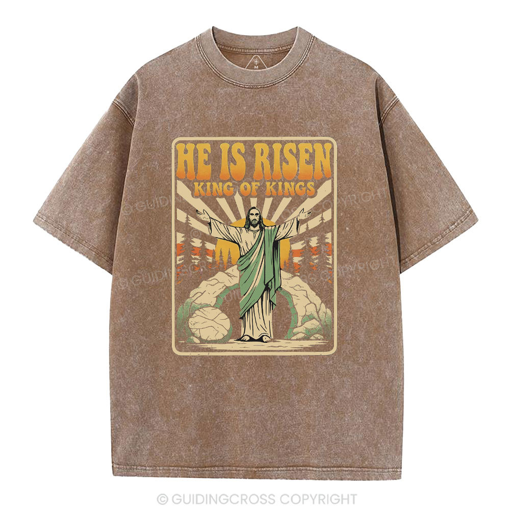 He Is Risen King Of Kings Christian Washed T-Shirt