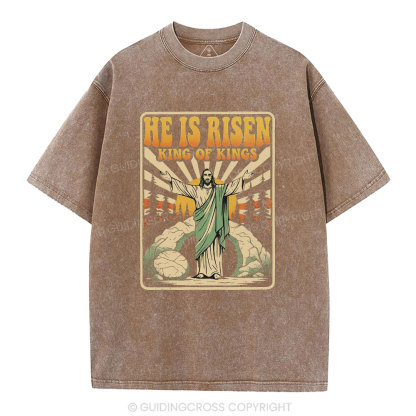 He Is Risen King Of Kings Christian Washed T-Shirt