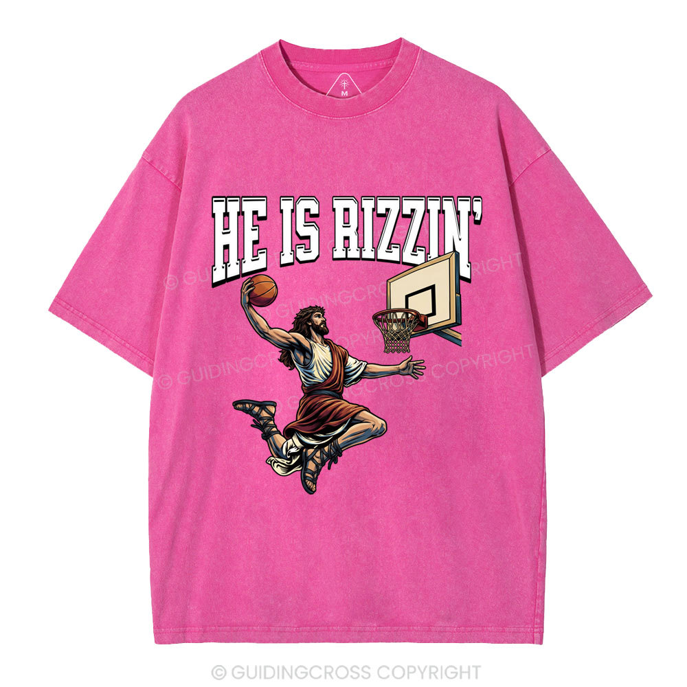 He Is Rizzen' Christian Washed T-Shirt