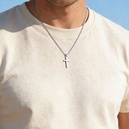 Minimal Cross Christian 925 Sterling Silver Necklace