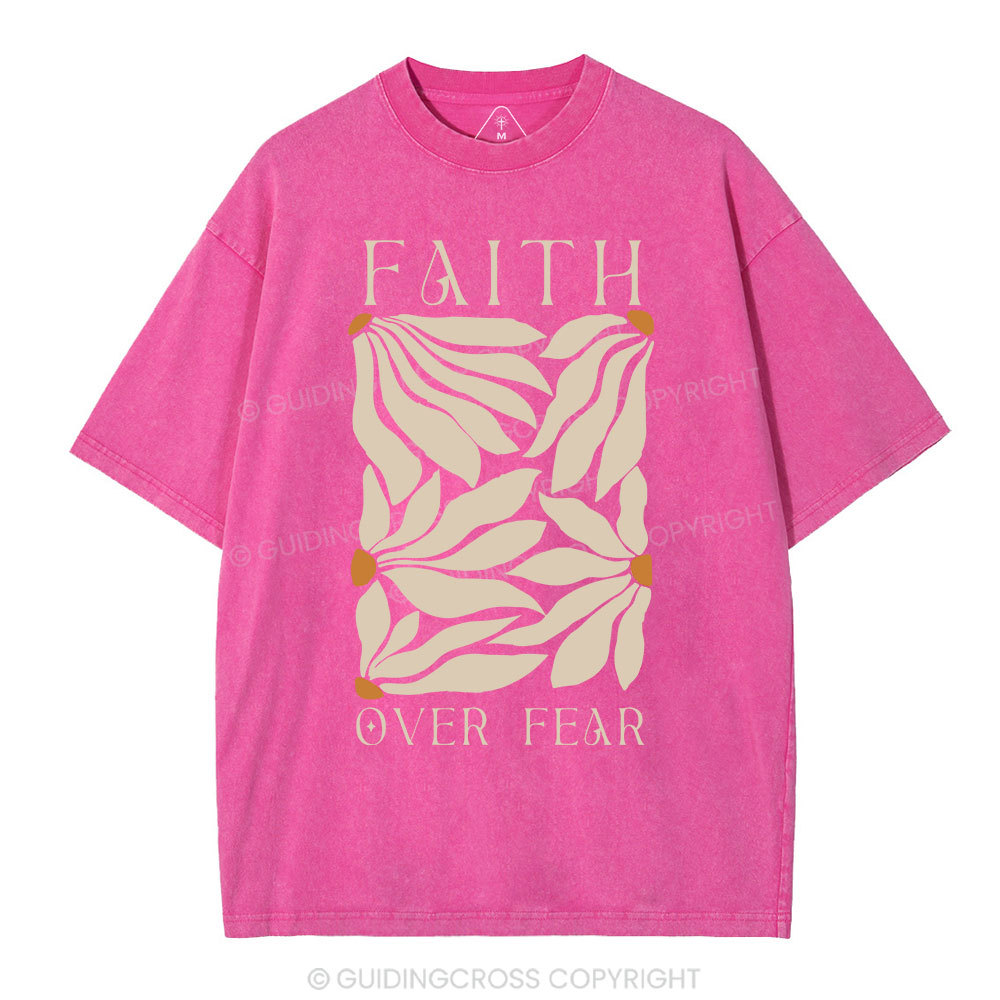 Faith Over Fear Christian Washed T-Shirt Sale - GuidingCross