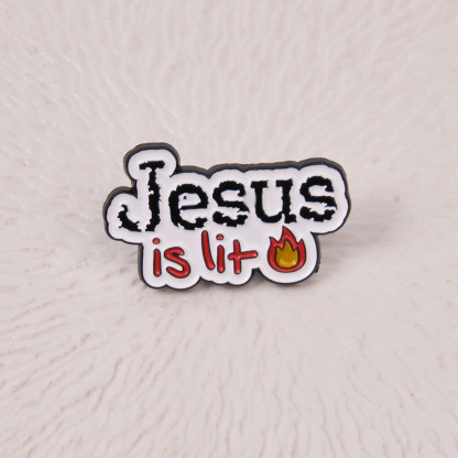 Jesus Is Lit Christian Pin