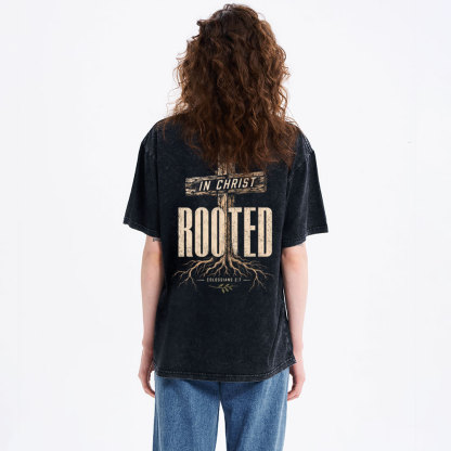 In Christ Rooted Christian Washed T-Shirt