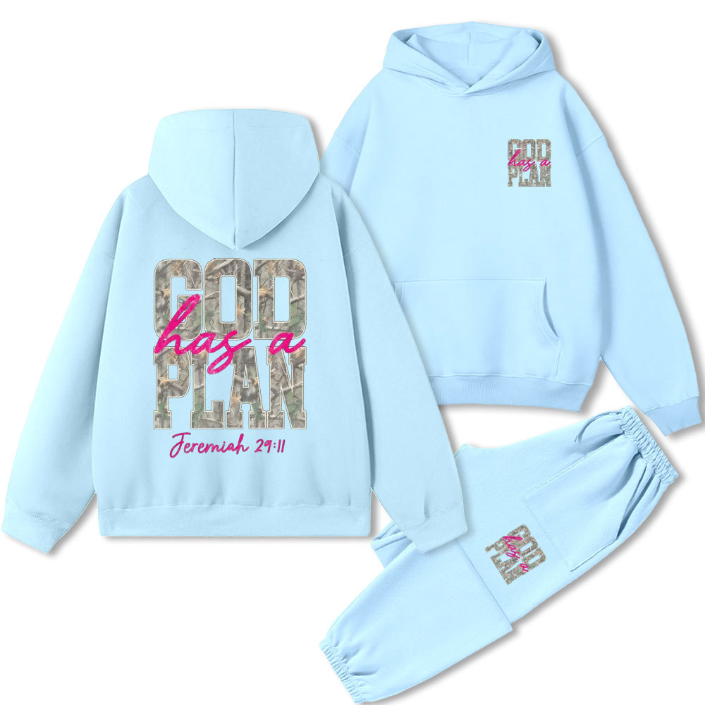 God Has A Plan Christian Premium Fleece Hoodie Set 
