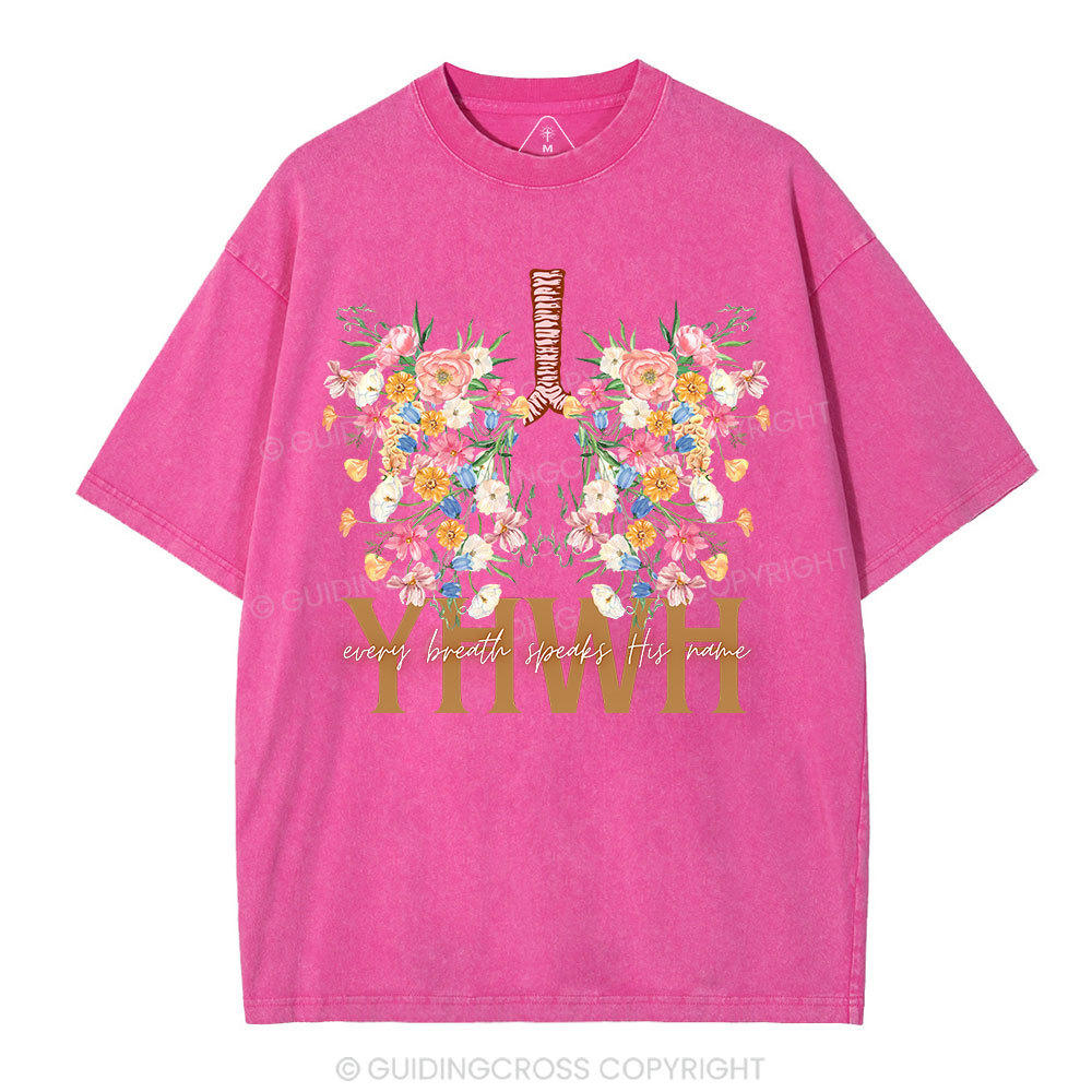 YHWH Floral Christian Washed T-Shirt