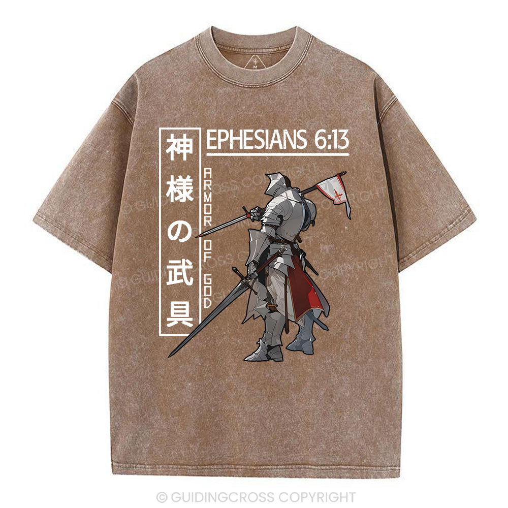 Armor Of God Anime Christian Washed T-Shirt