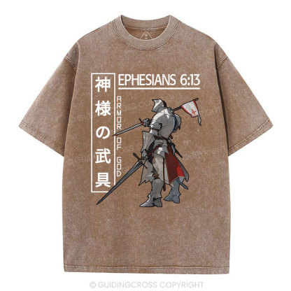 Armor Of God Anime Christian Washed T-Shirt