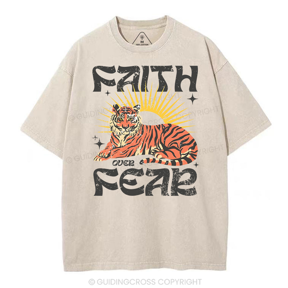 Faith Over Fear Christian Washed T-Shirt Sale - GuidingCross