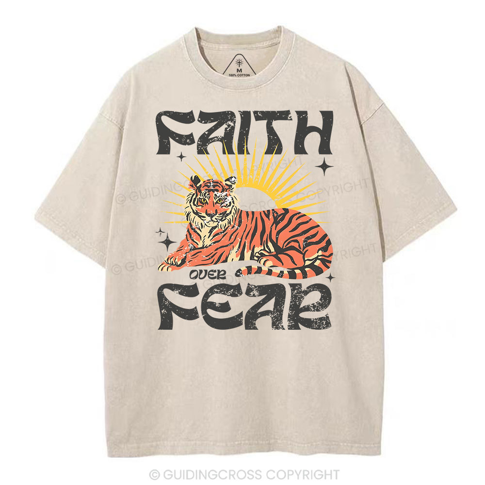 Faith Over Fear Christian Washed T-Shirt Sale - GuidingCross