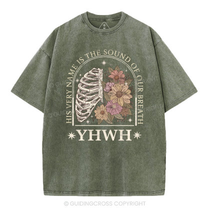 YHWH Boho Floral Lung Christian Washed T-Shirt