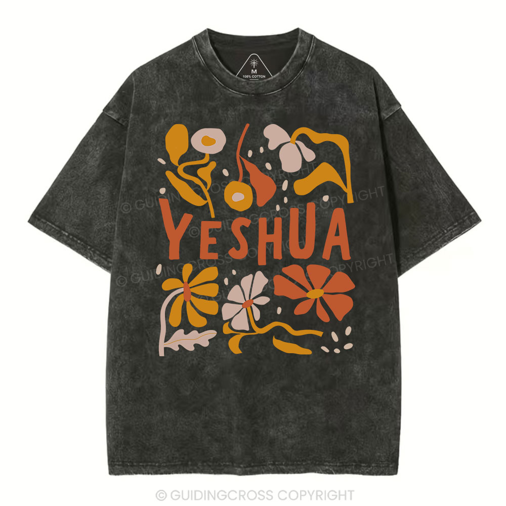 YESHUA With Floral Christian Washed T-Shirt