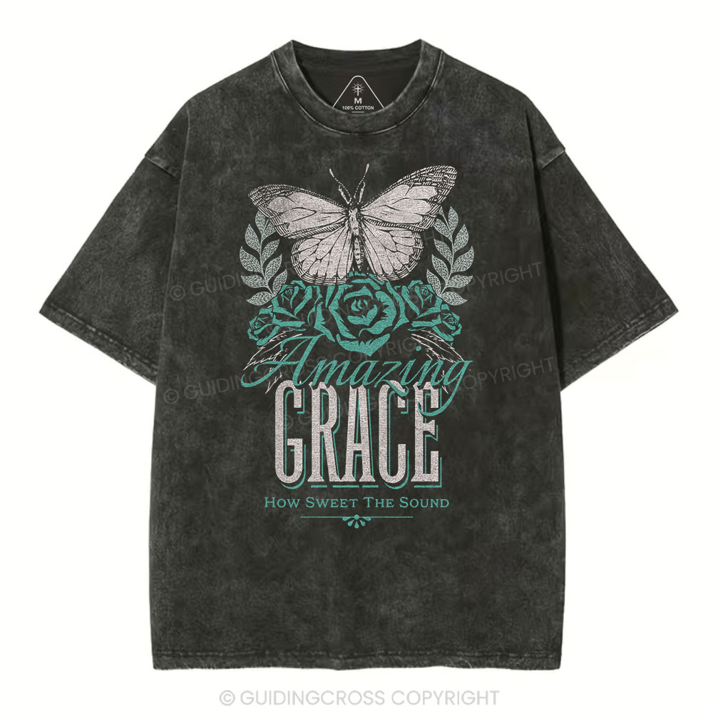 Amazing Grace Christian Washed T-Shirt Sale - GuidingCross
