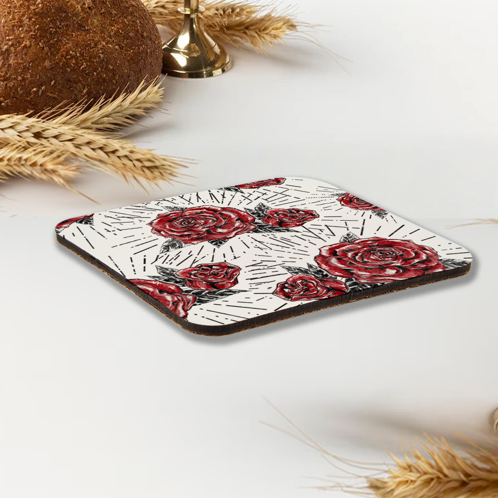 Retro Flower Christian Wooden Printed Coasters 