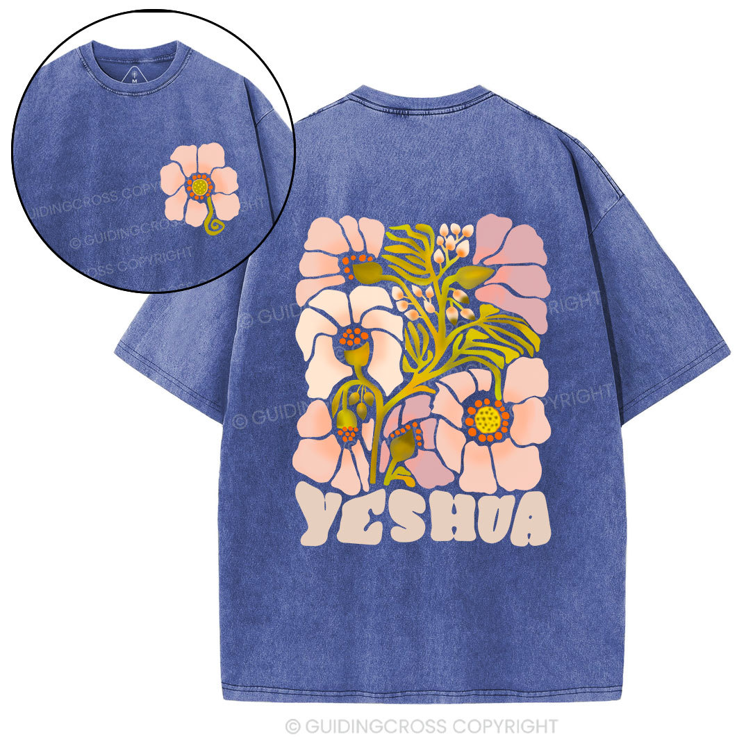 Yeshua With Flower Christian Washed T-Shirt