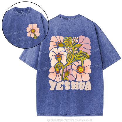 Yeshua With Flower Christian Washed T-Shirt