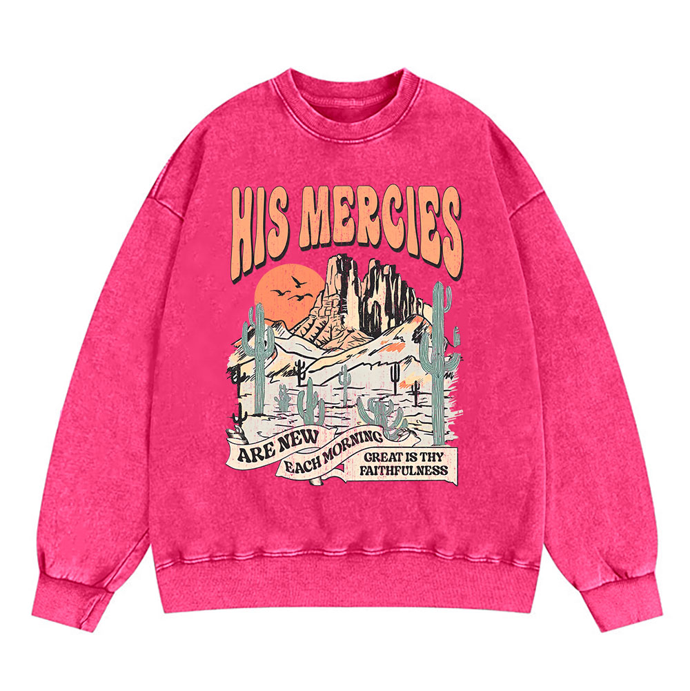 His Mercies Are New Every Morning Boho Christian Washed Sweatshirt