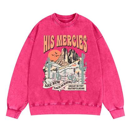 His Mercies Are New Every Morning Boho Christian Washed Sweatshirt
