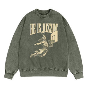 Image of He Is Rizzin Christian Washed Sweatshirt