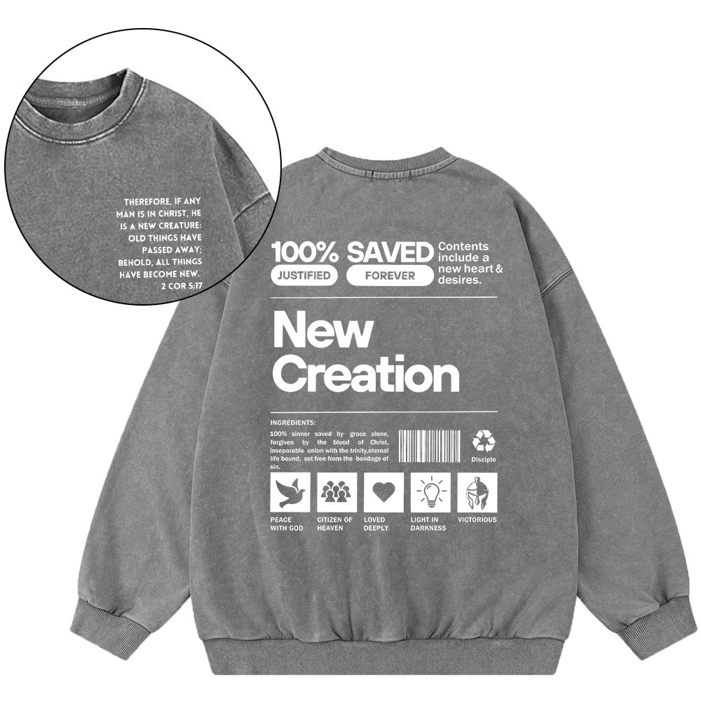 100% Saved Christian Washed Sweatshirt