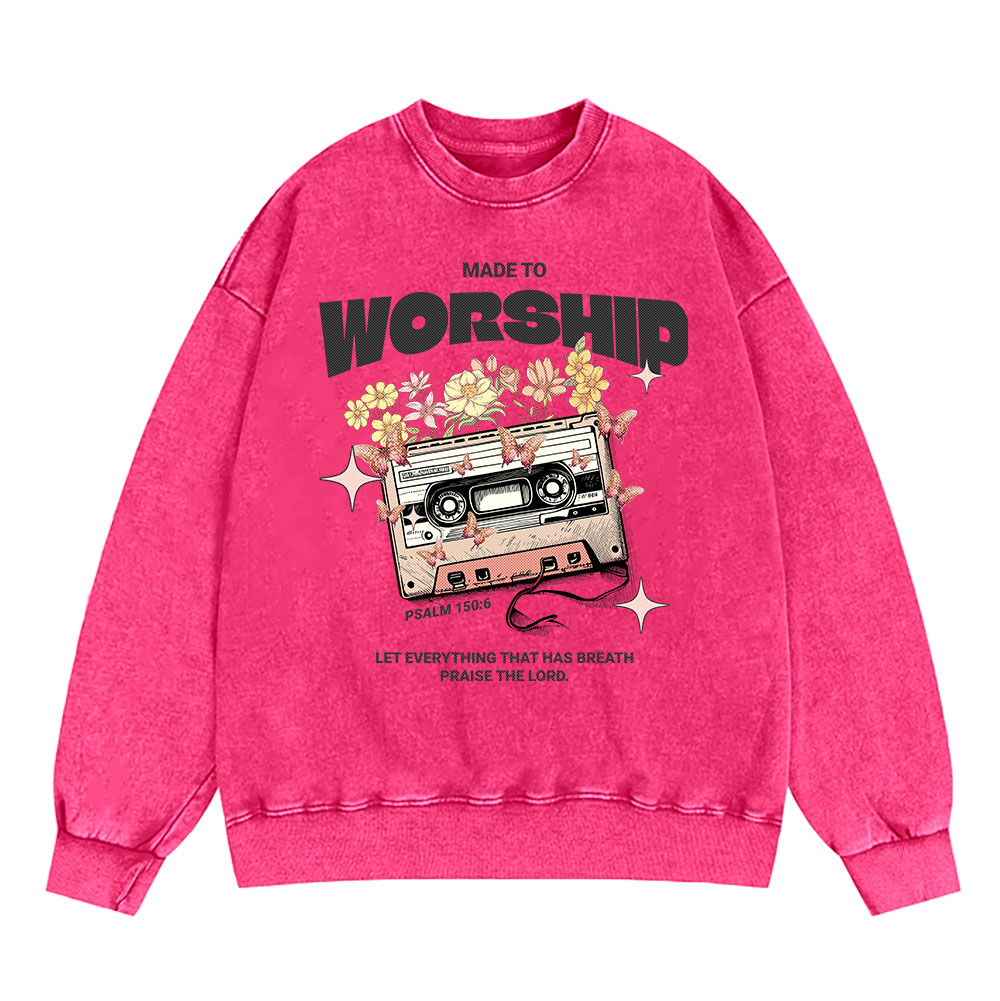Made To Worship Christian Washed Sweatshirt