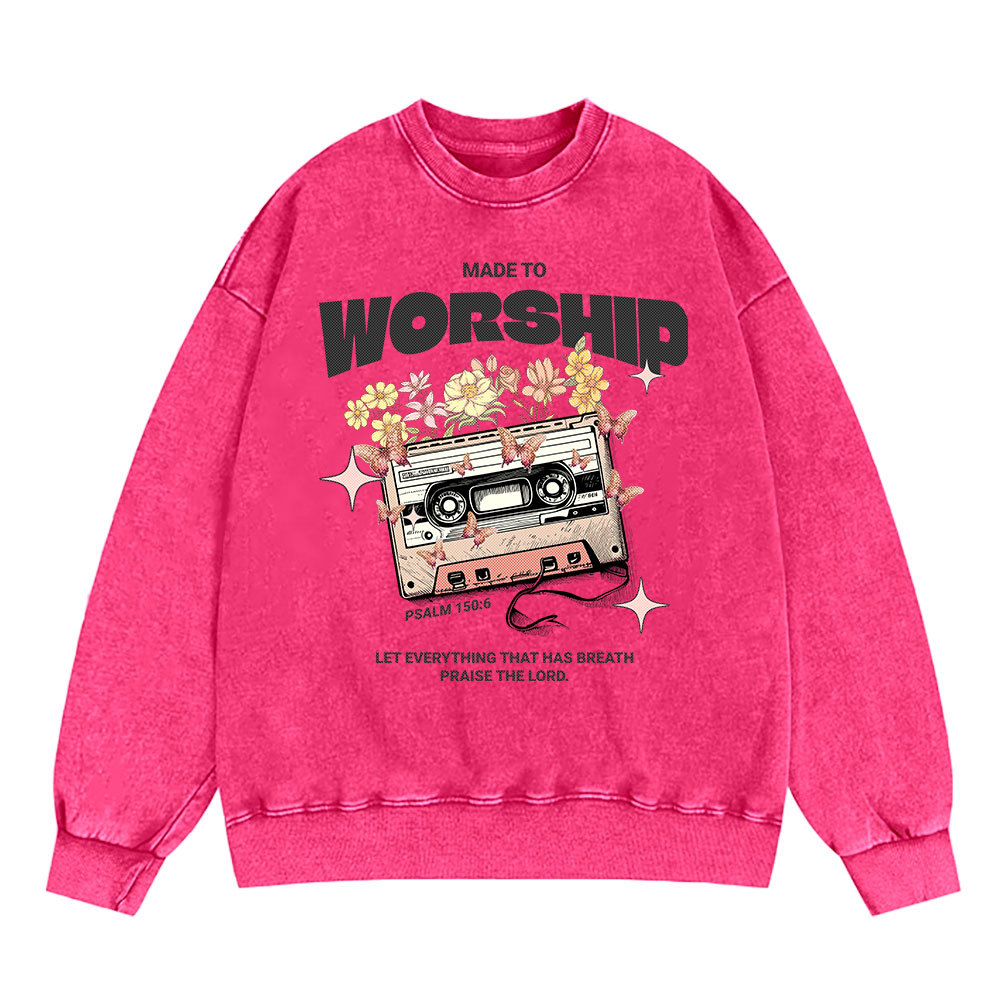 Made To Worship Christian Washed Sweatshirt