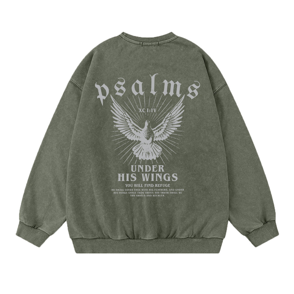 Under His Wings Christian Washed Sweatshirt