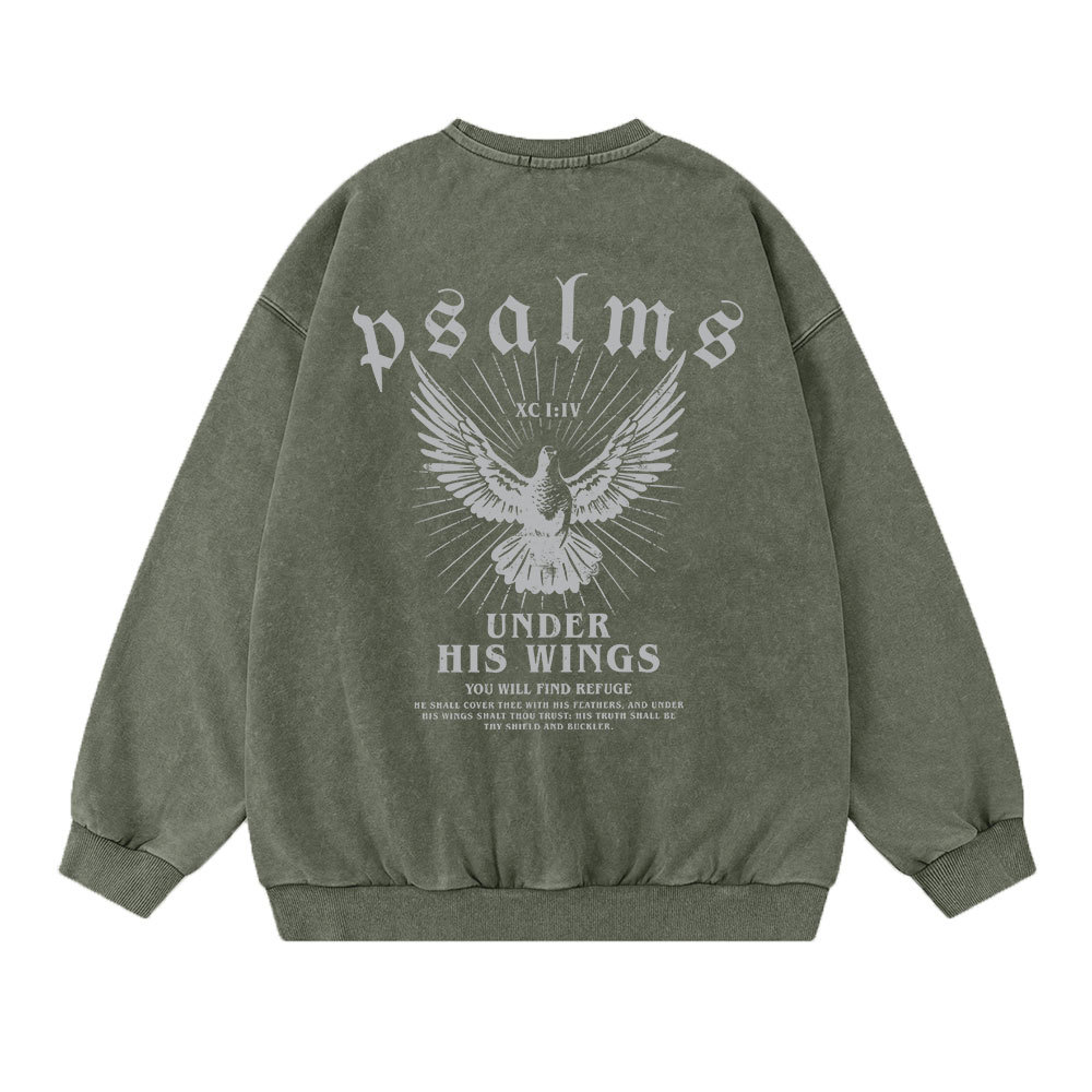Under His Wings Christian Washed Sweatshirt