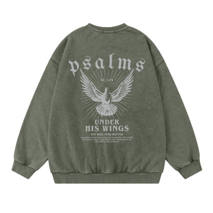 Under His Wings Christian Washed Sweatshirt