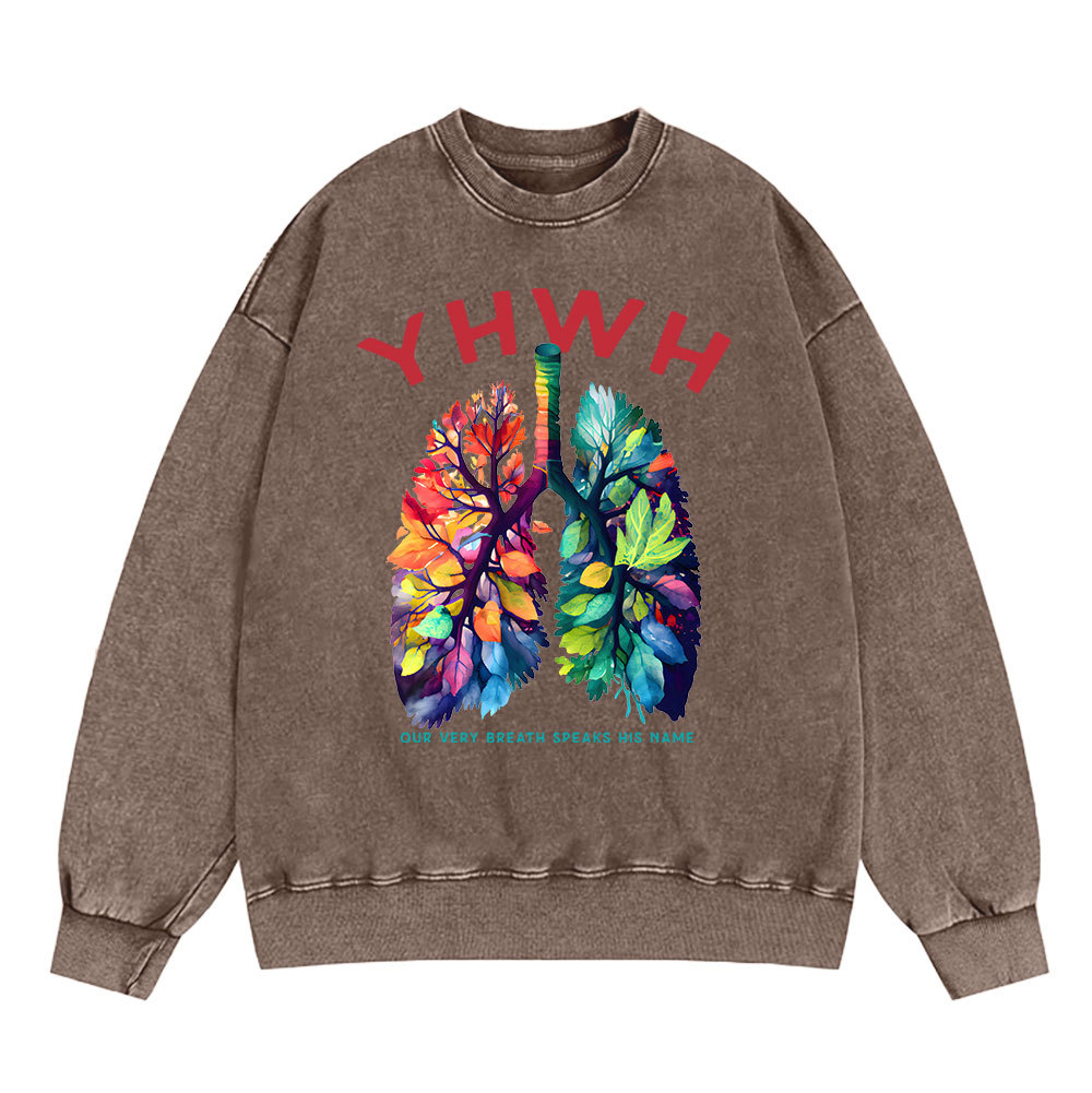 YHWH Leaf Christian Washed Sweatshirt