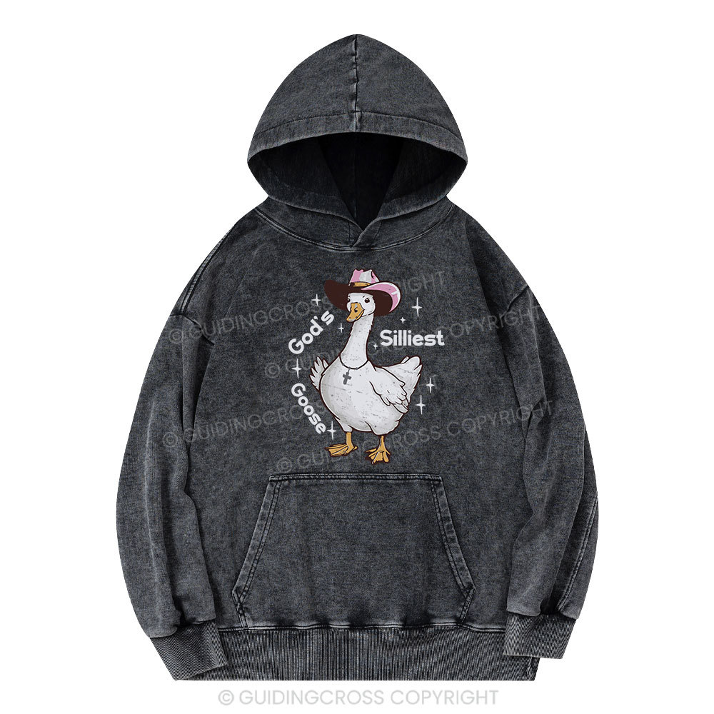 God's Silliest Goose Christian Washed Hoodie 
