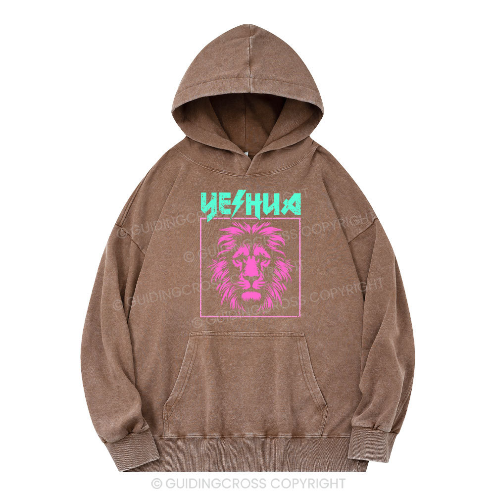 Yeshua Lion Christian Washed Hoodie 