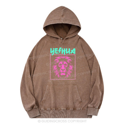 Yeshua Lion Christian Washed Hoodie 
