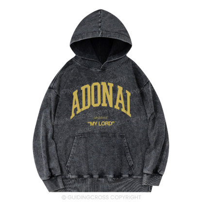 ADONAI My Lord Christian Washed Hoodie 