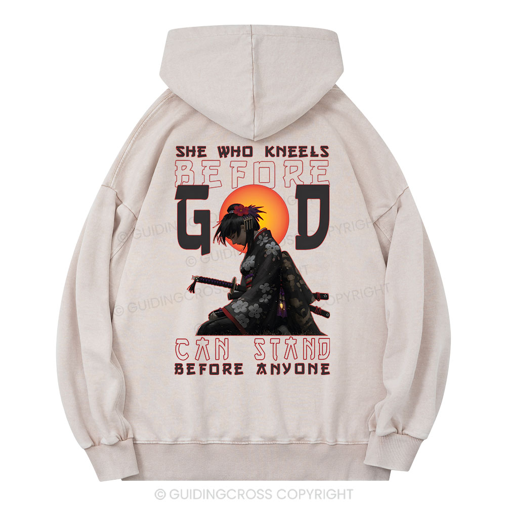 She Who Kneels Before God Christian Washed Hoodie