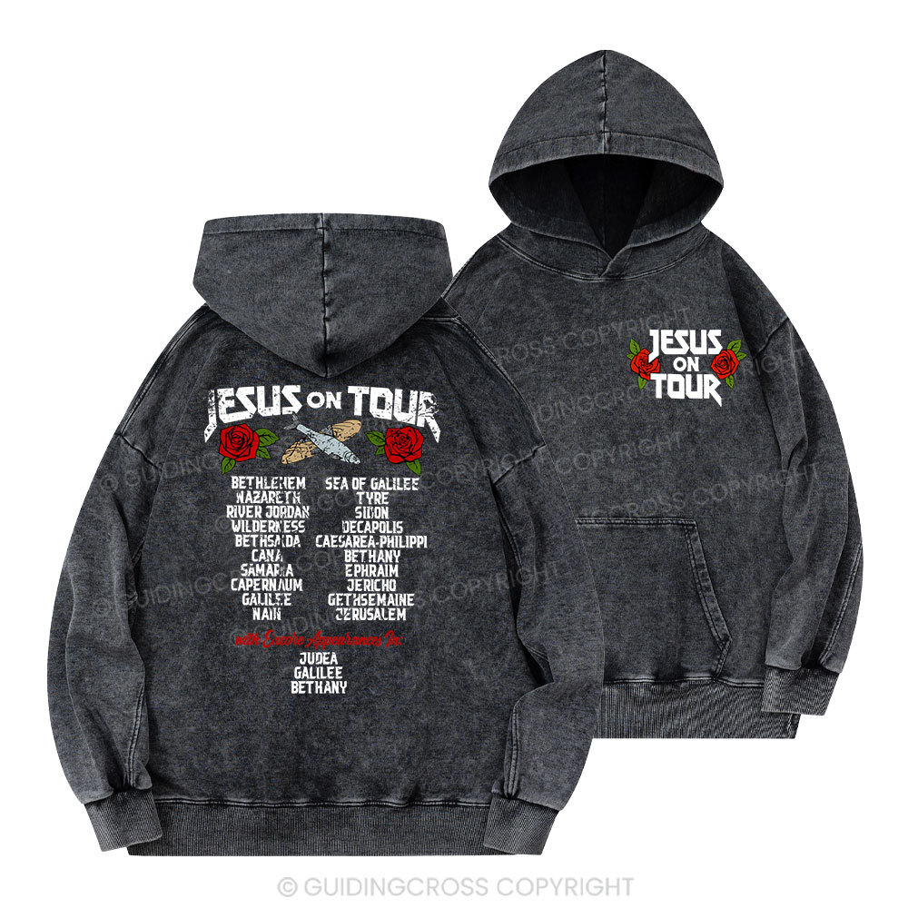 Jesus On Tour Christian Washed Hoodie