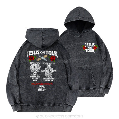 Jesus On Tour Christian Washed Hoodie