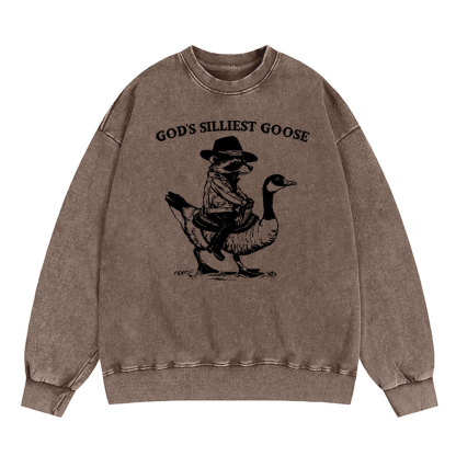 God's Silliest Goose Christian Washed Sweatshirt