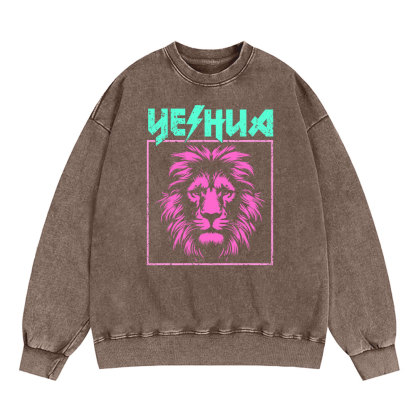 Yeshua Lion Christian Washed Sweatshirt