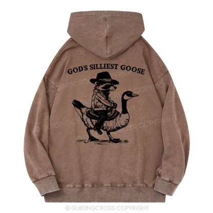 God's Silliest Goose Christian Washed Hoodie