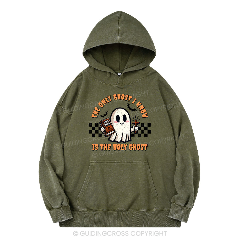 The Only Ghost I Know Is The Holy Ghost Christian Washed Hoodie