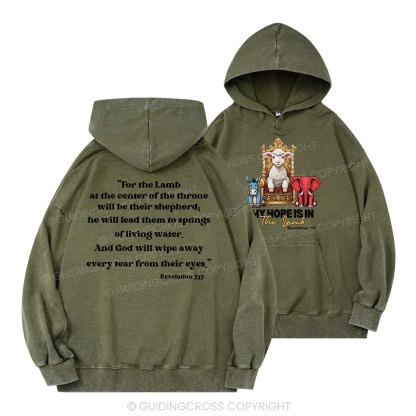 My Hope Is In The Lamb Christian Washed Hoodie